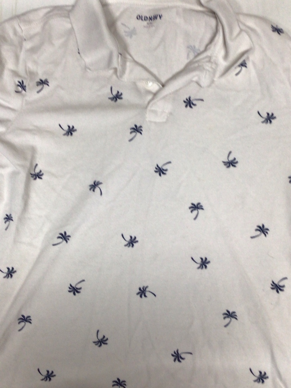 Old Navy Boys' White Polo Tee with Navy Palm Print lot